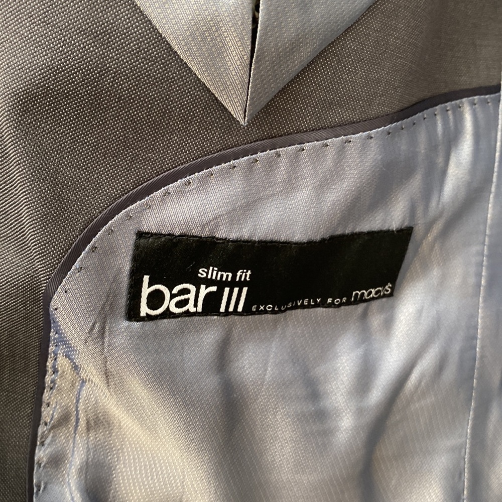 Bar III Men’s 38R 100% Wool Jacket (Gray) - Picture 3 of 5